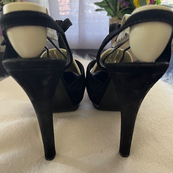 Fendi Black Leather Platform Sandals.  Size 38.5 US 8.5 - Picture 10 of 14